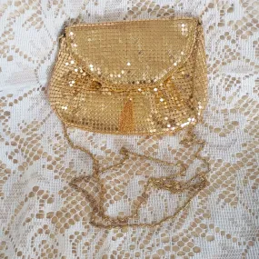* VINTAGE GOLD MESH EVENING PURSE WITH CHAIN TASSEL - JUST BEAUTIFUL!