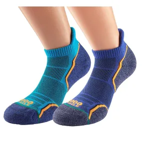 1000 Mile Twin Pack Run Socklet - Mens - Kingfisher/Navy