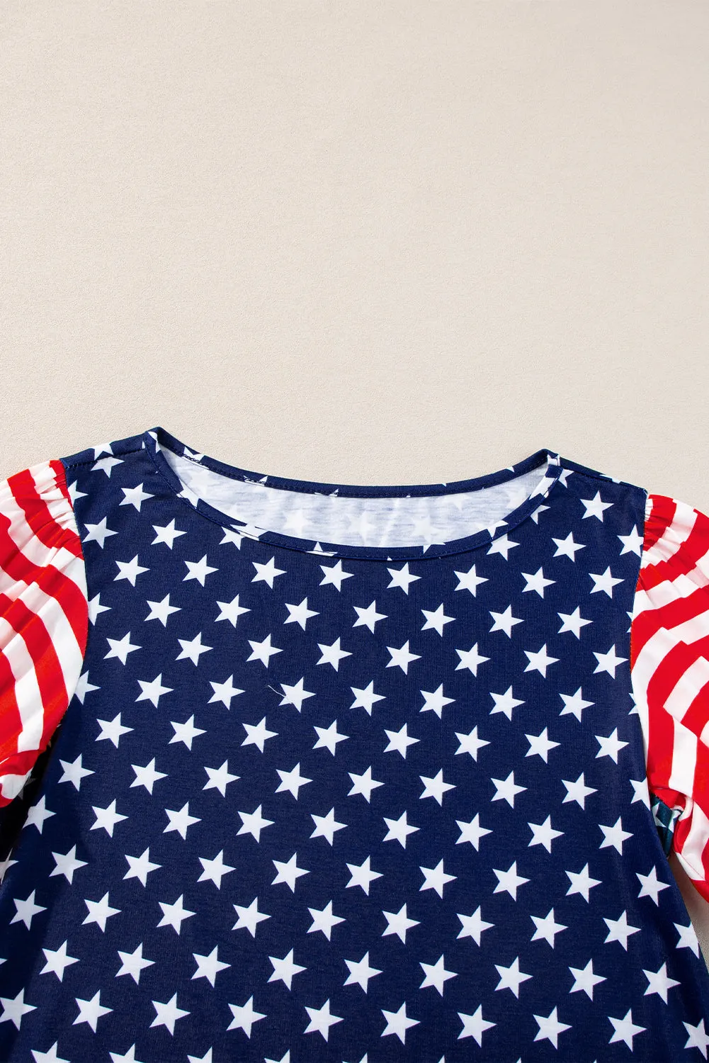4th Of July Stars Stripes Puff Sleeve T Shirt