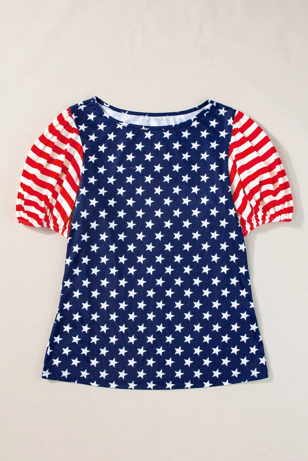 4th Of July Stars Stripes Puff Sleeve T Shirt