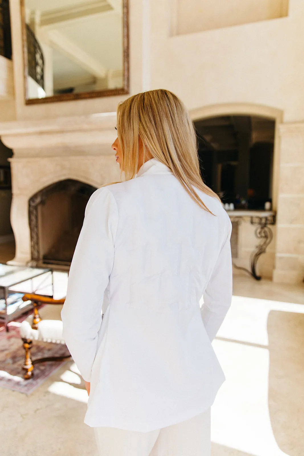 Anna Padded Mock Neck Jacket - White