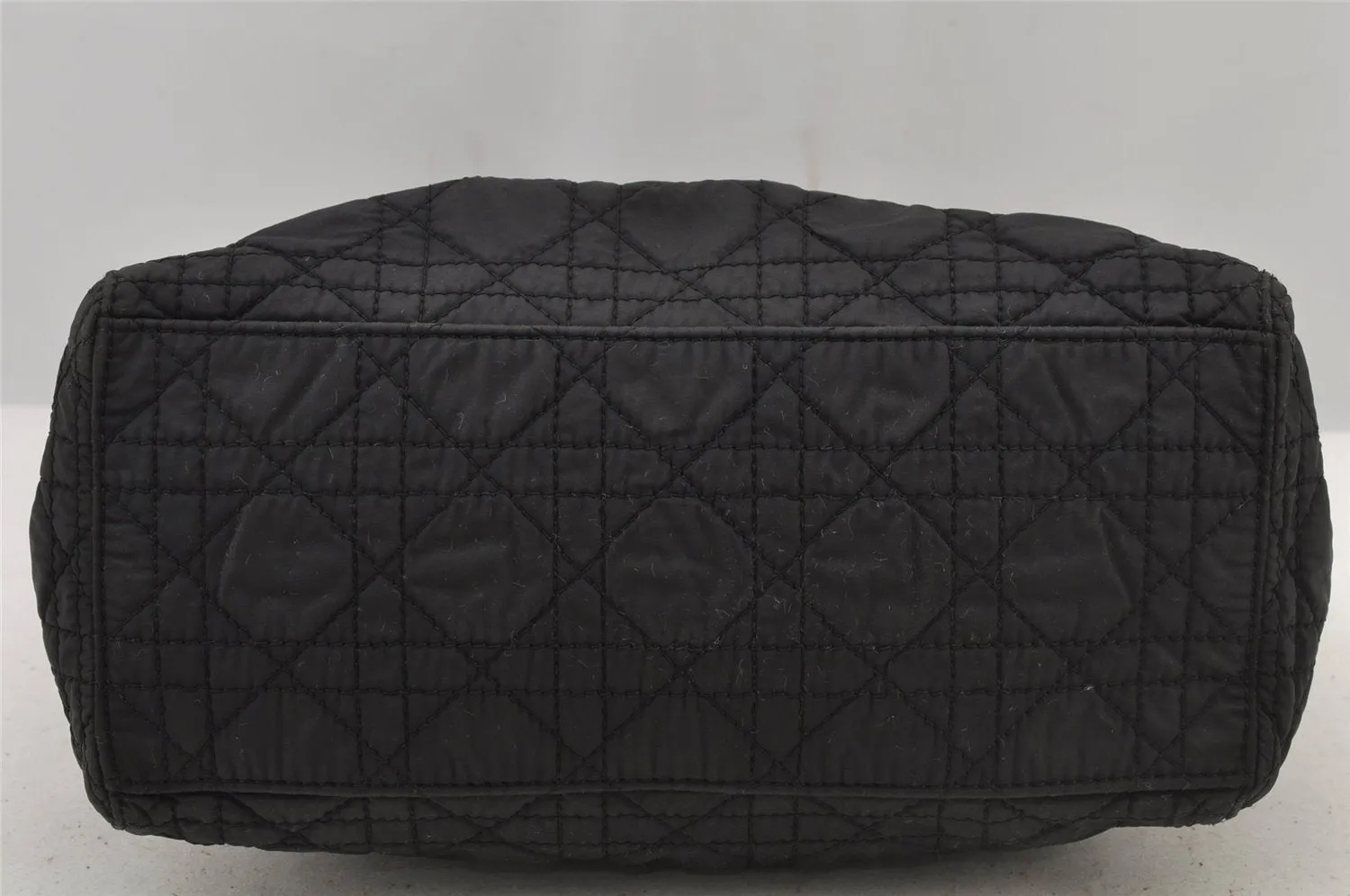 Auth Christian Dior Lady Dior Nylon Leather Cannage 2Way Hand Bag Black 5904J