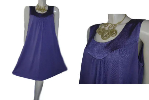 *BEAUTIFUL VERA WANG JERSEY-LIKE A-LINE SUMMER DRESS WITH SATIN TRIM IN IRIS - SIZE XL