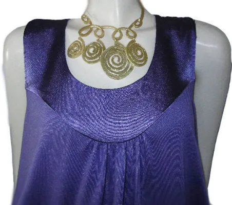 *BEAUTIFUL VERA WANG JERSEY-LIKE A-LINE SUMMER DRESS WITH SATIN TRIM IN IRIS - SIZE XL