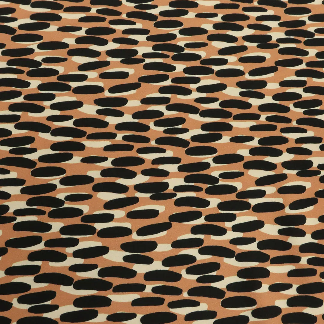 Beige, Nude and Black Dots Printed Fabric