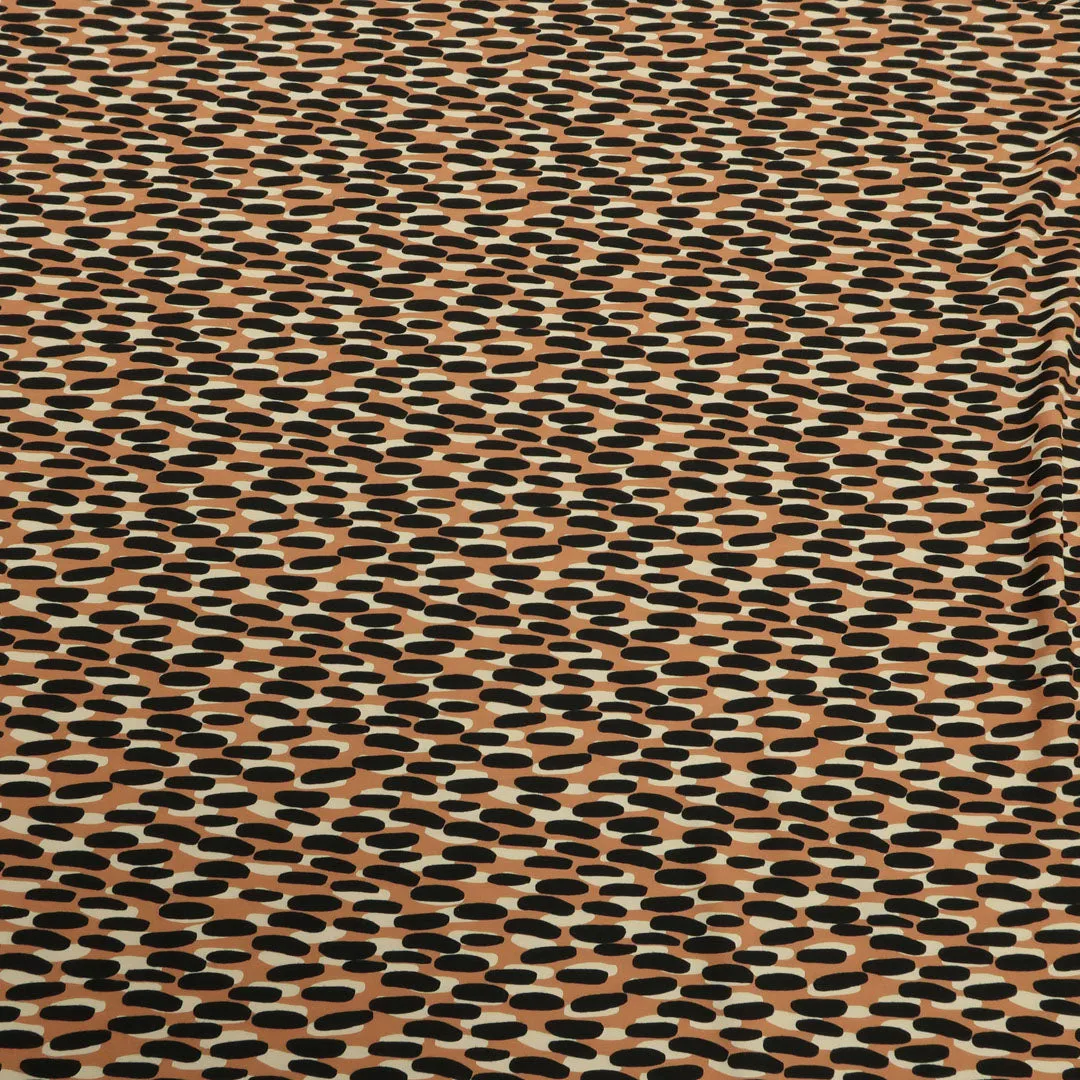 Beige, Nude and Black Dots Printed Fabric