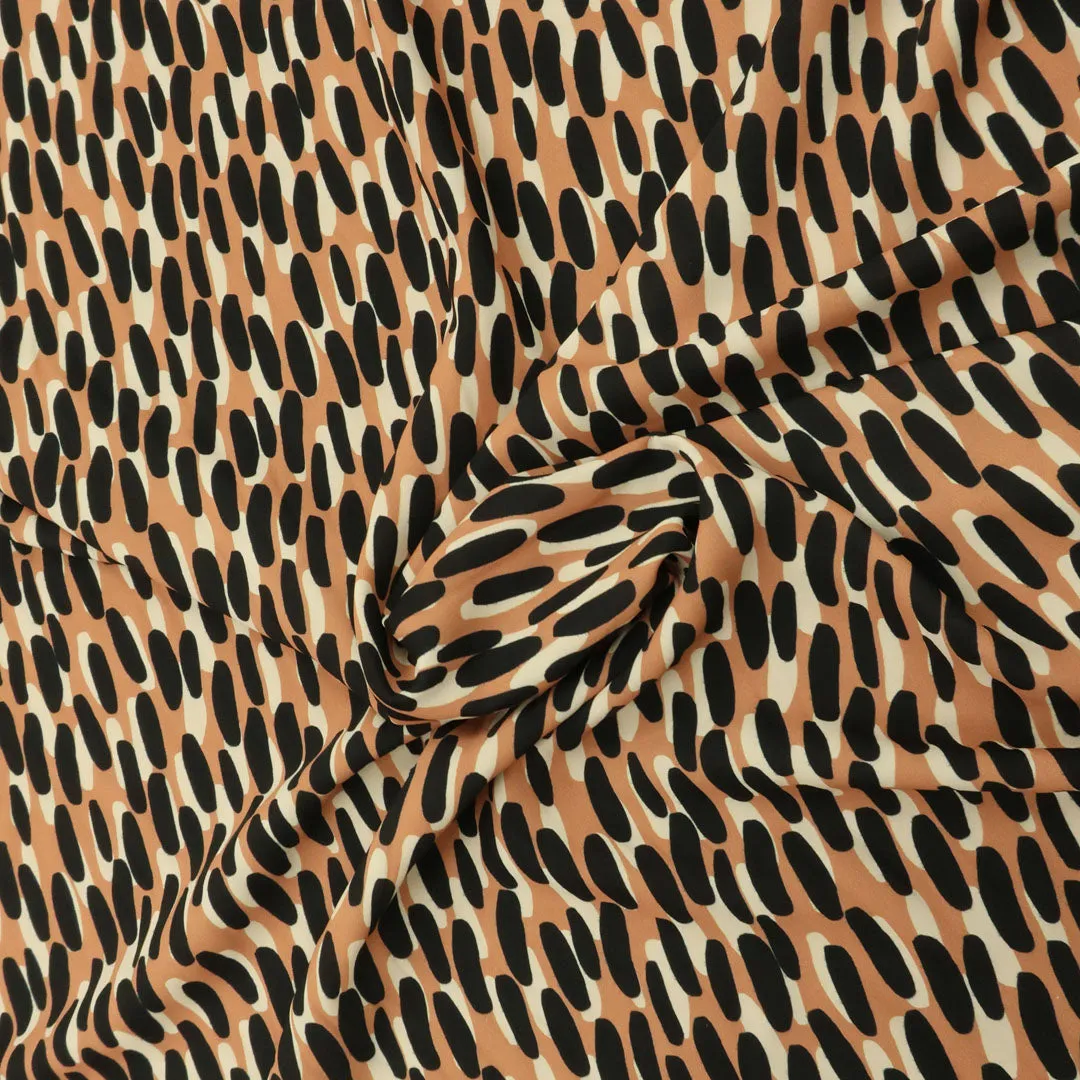 Beige, Nude and Black Dots Printed Fabric