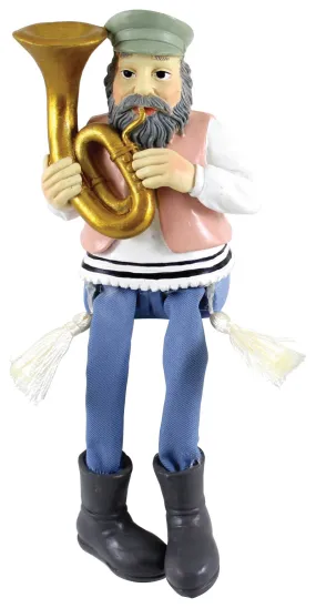 Bluenoemi  Musician Hassid Figurine.  Kleizmers Jewish Gift. Trombon player
