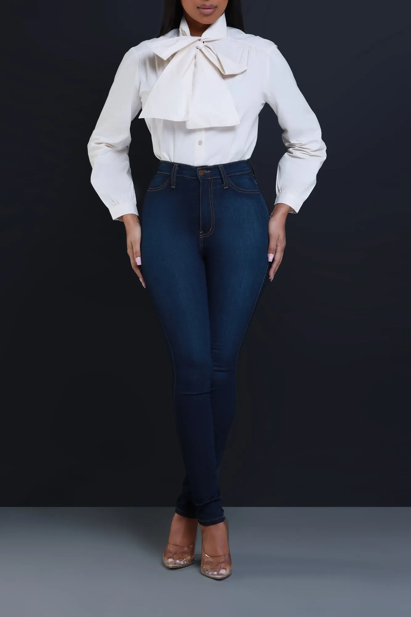 Boo Hoo Bow Tie Poplin Blouse - Cream