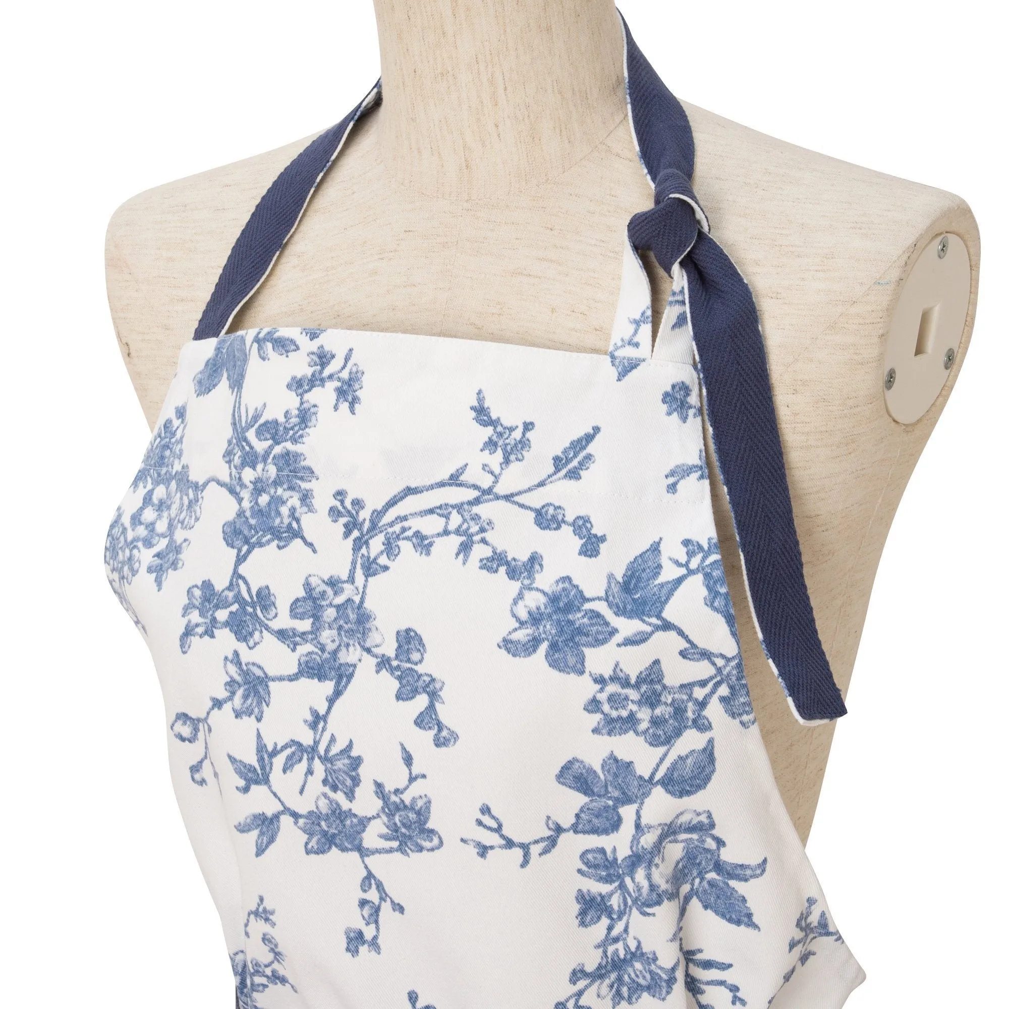 Botanical Cotton Full Apron Blue