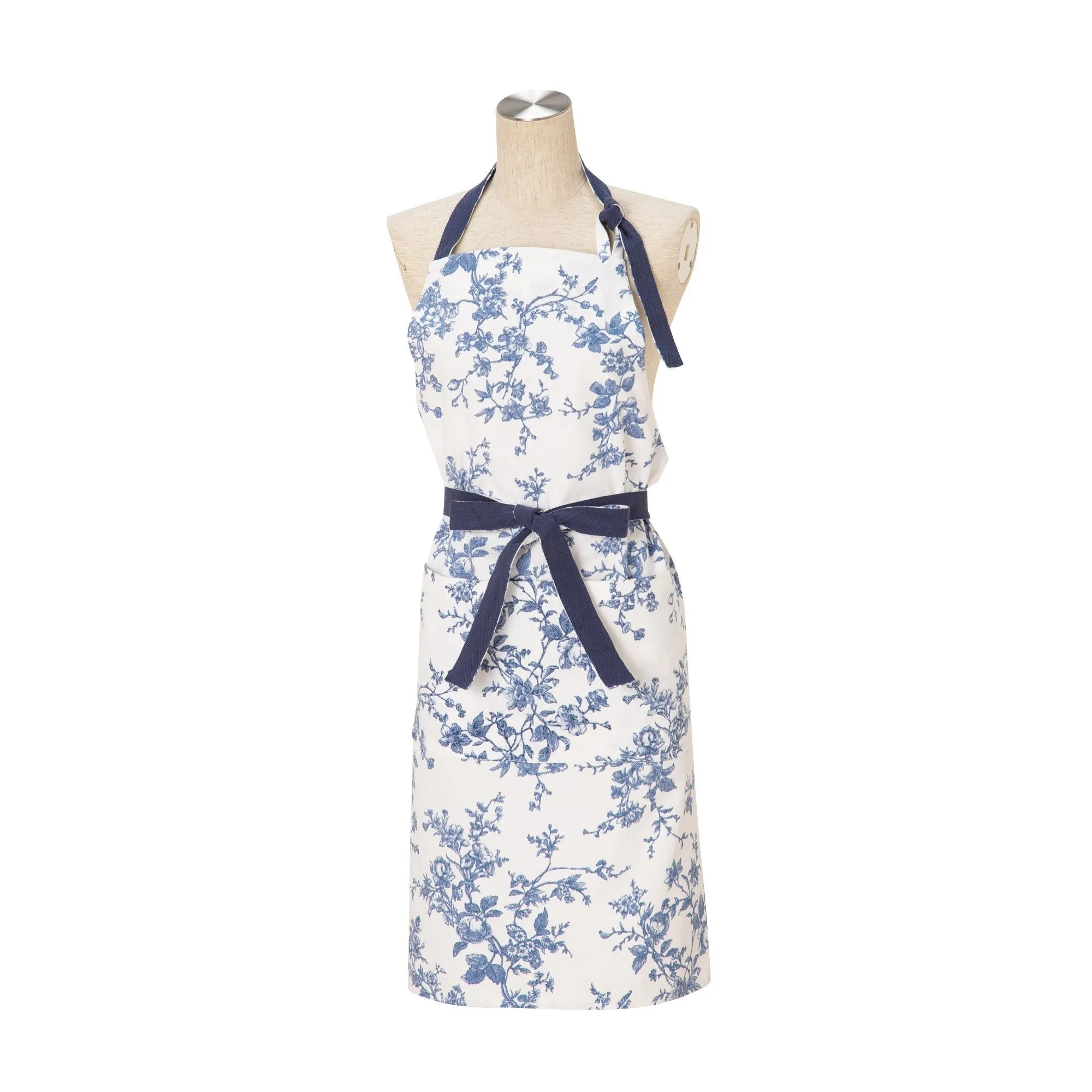 Botanical Cotton Full Apron Blue