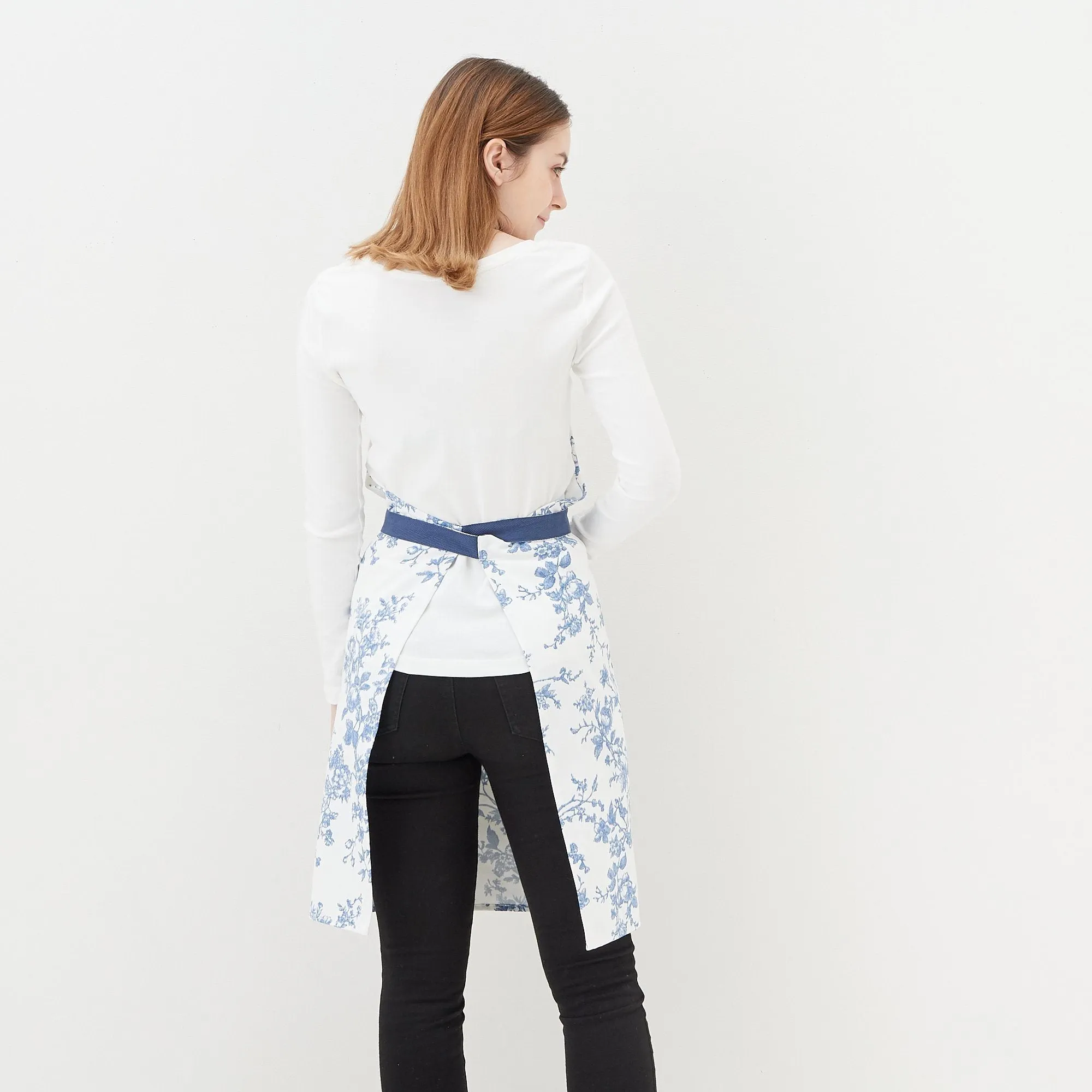 Botanical Cotton Full Apron Blue