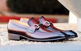 Burnished Calfskin Slip-On Loafer Brown