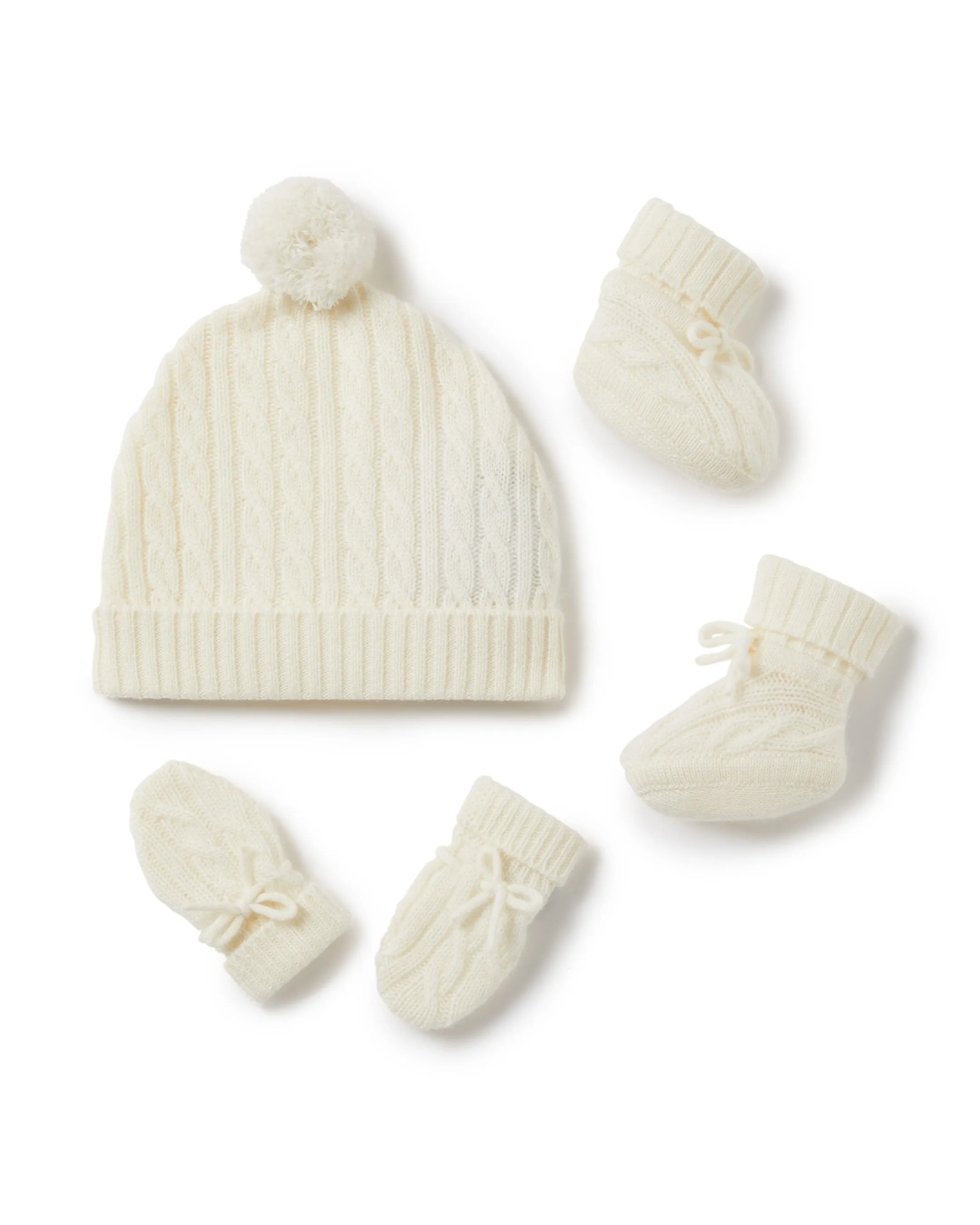 Cable Cashmere Booties New Ivory White