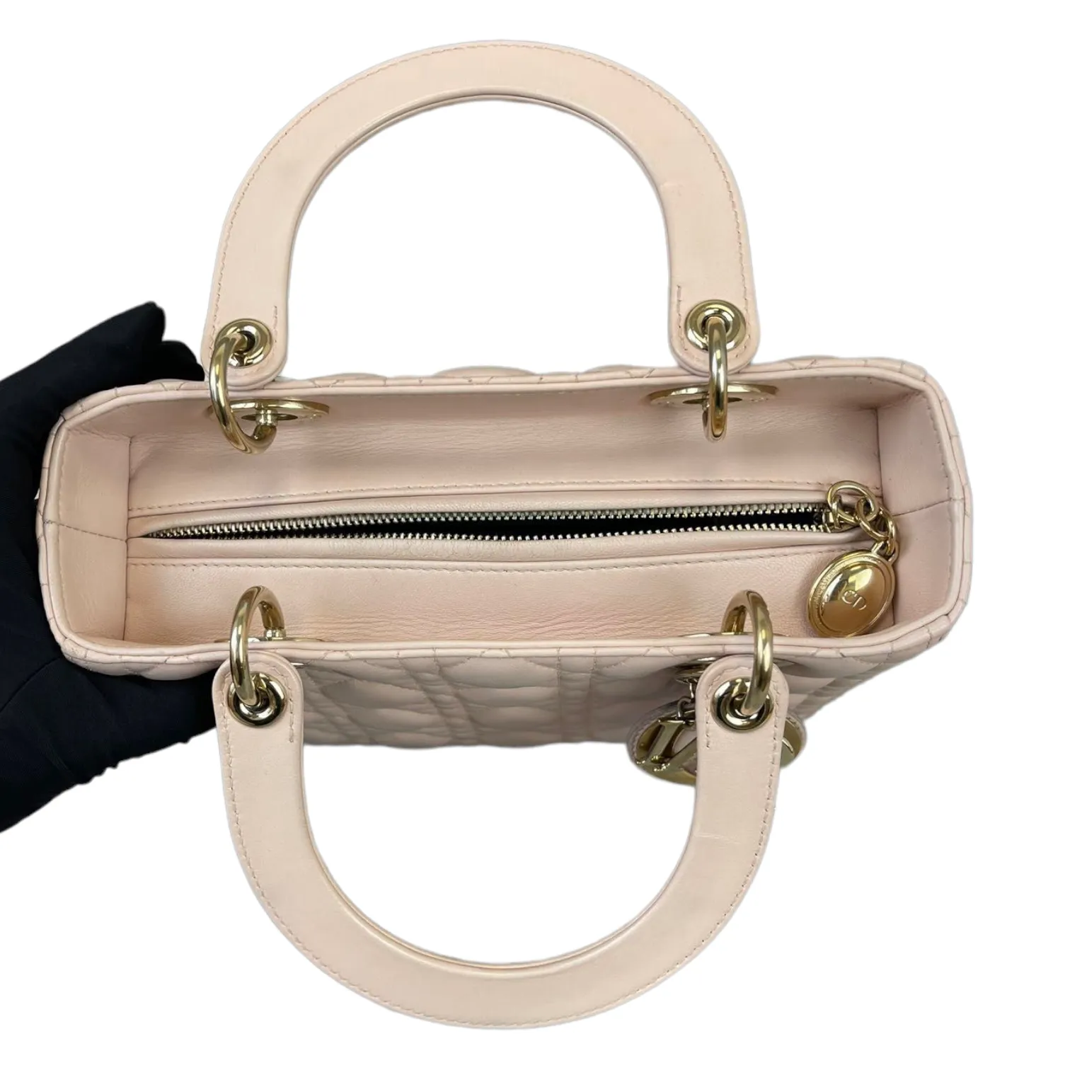 Cannage Lady Dior Medium Light Pink GHW