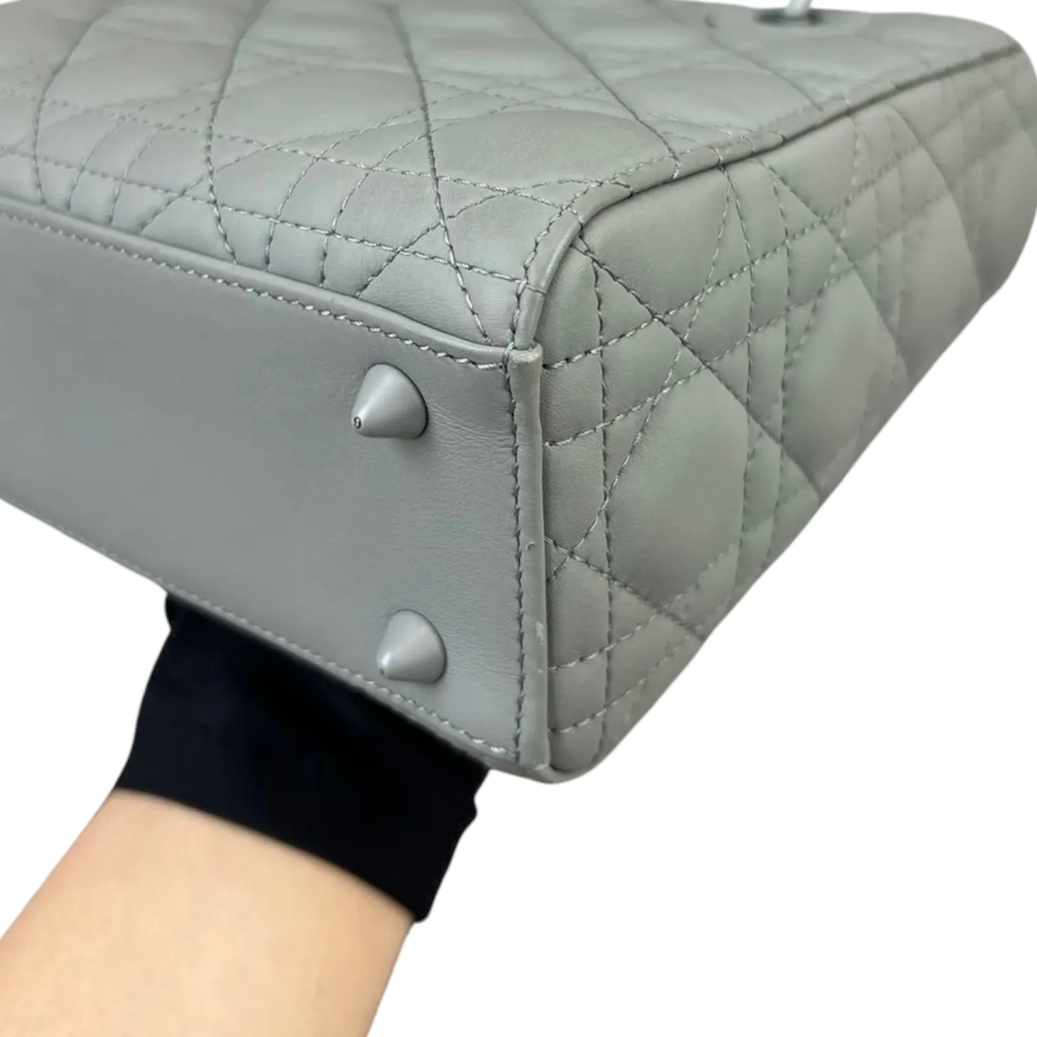 Cannage Lambskin Small Lady Dior Small Grey