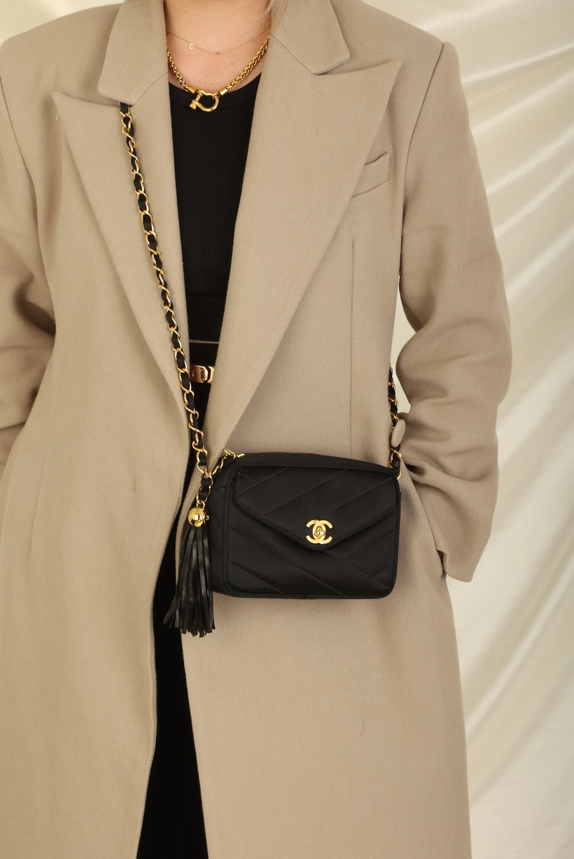 Chanel 1994 Satin Turnlock Mini Camera Bag