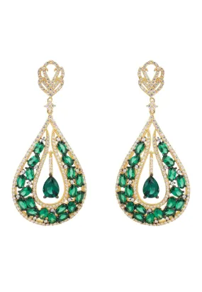 Charlotte Teardrop Earrings Emerald Gold
