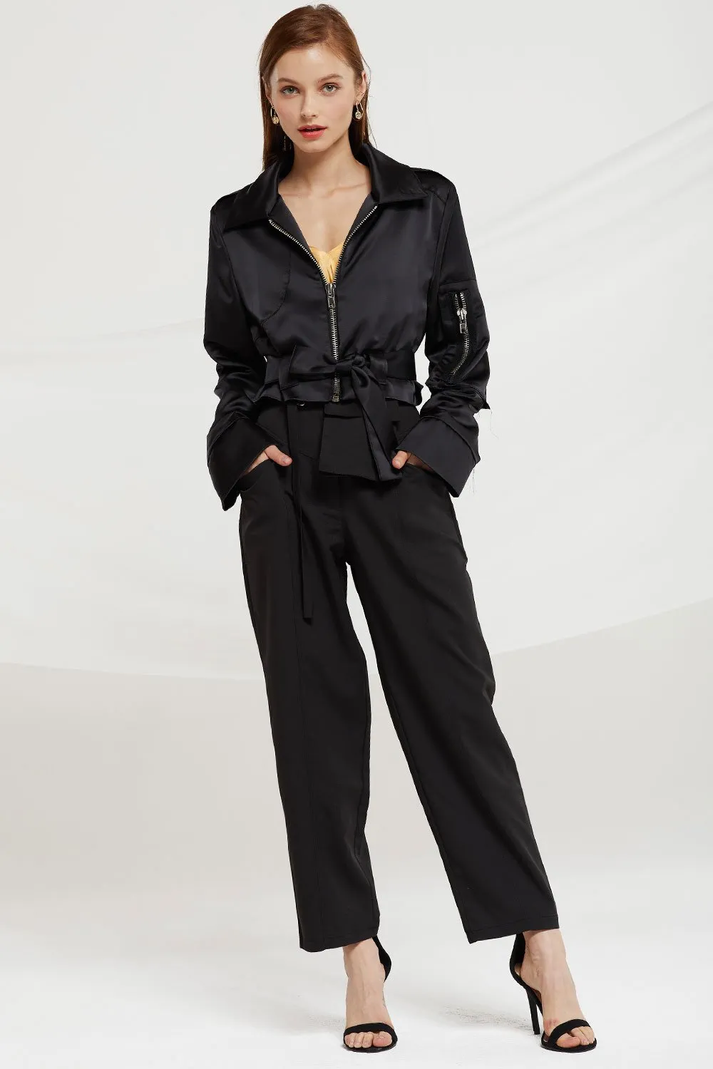 Coralie Satin Bomber Jacket