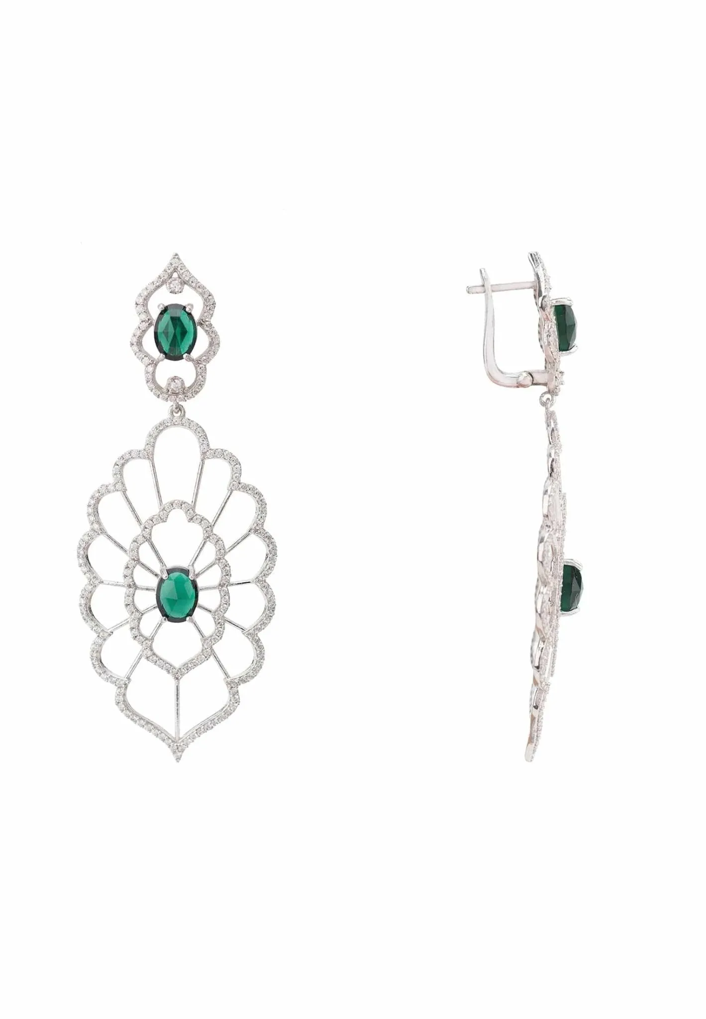 Countessa Earrings White Green Silver