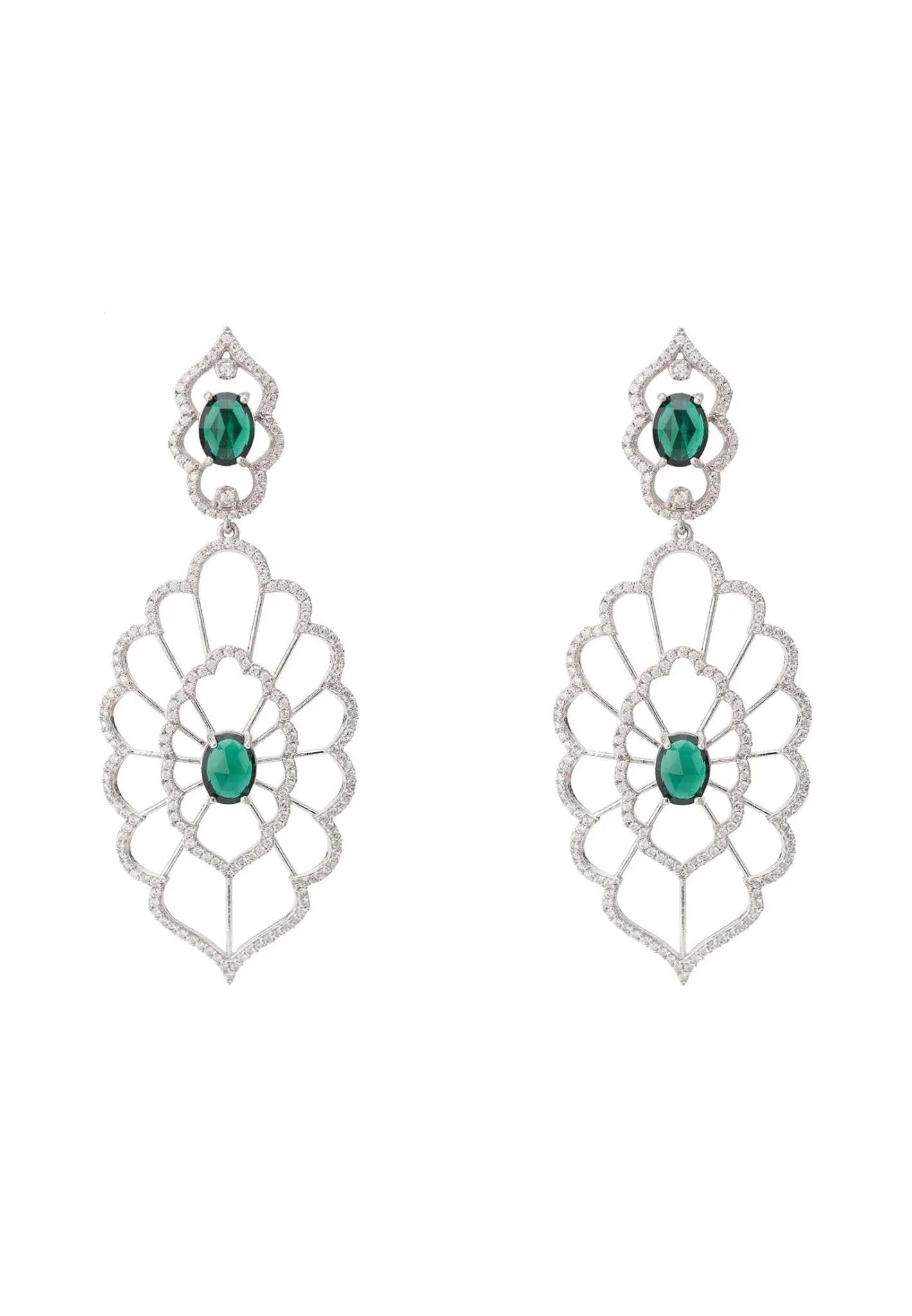 Countessa Earrings White Green Silver