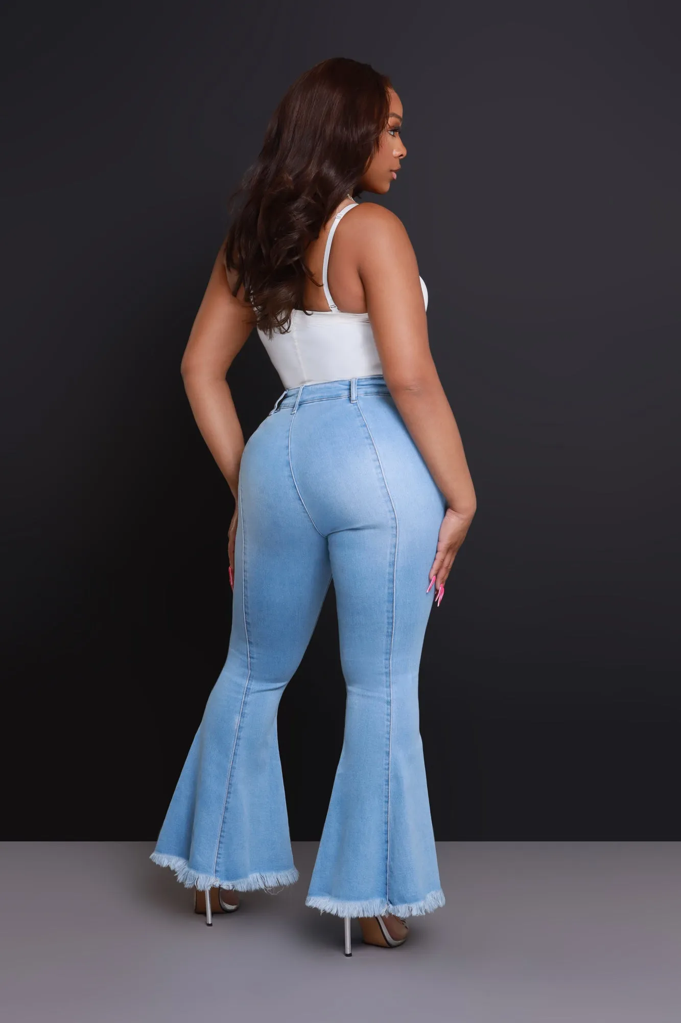 Deep Wisdom High Rise Fringe Jeans - Light Wash