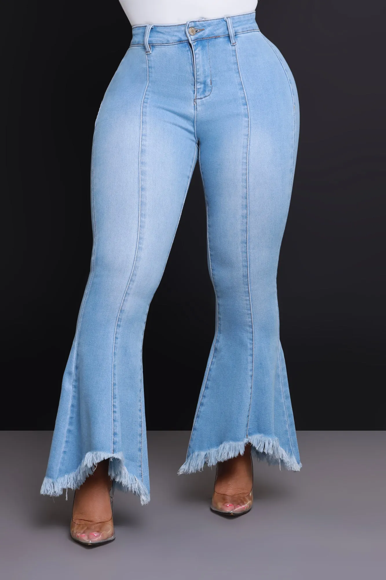 Deep Wisdom High Rise Fringe Jeans - Light Wash