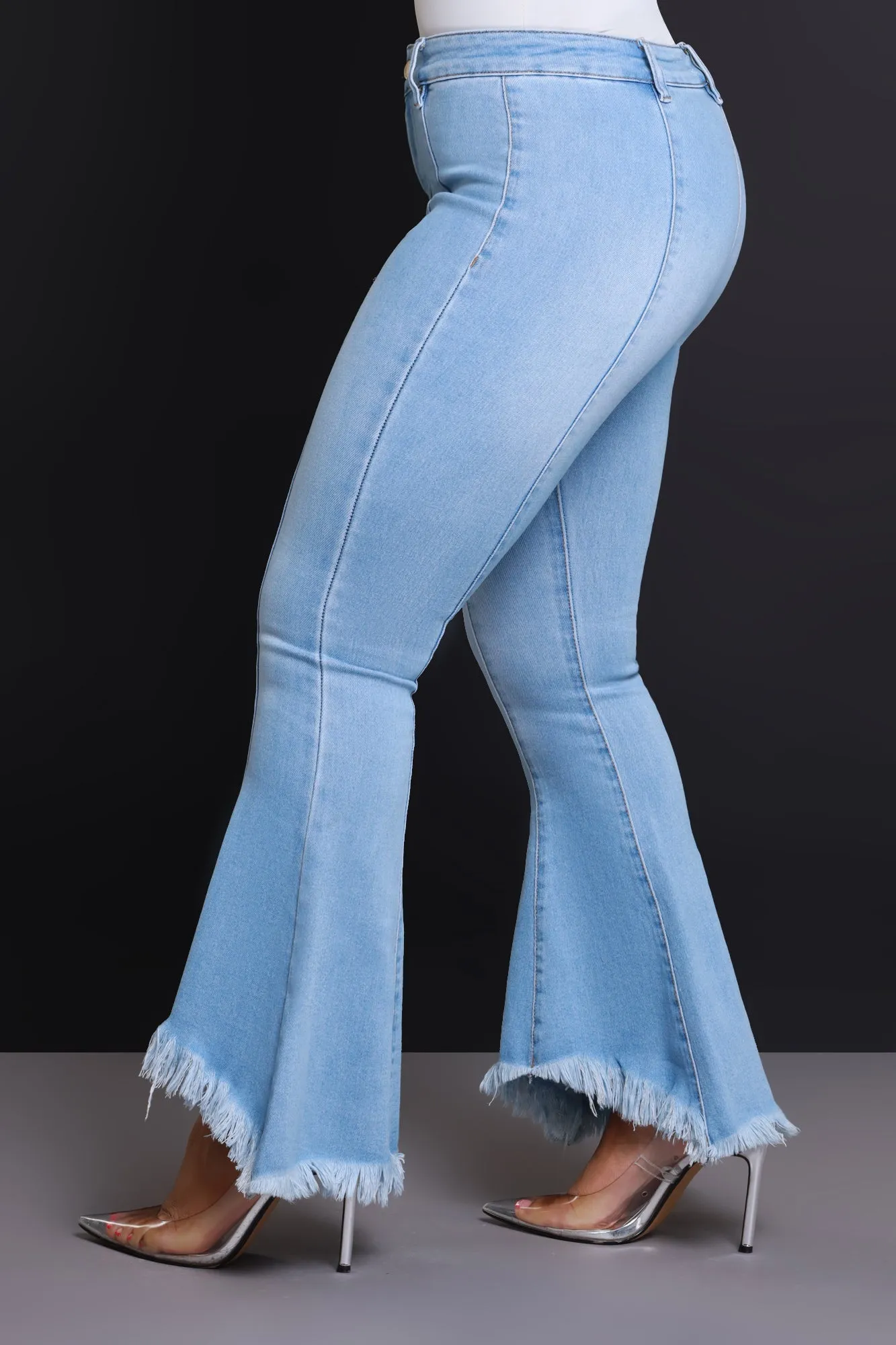 Deep Wisdom High Rise Fringe Jeans - Light Wash