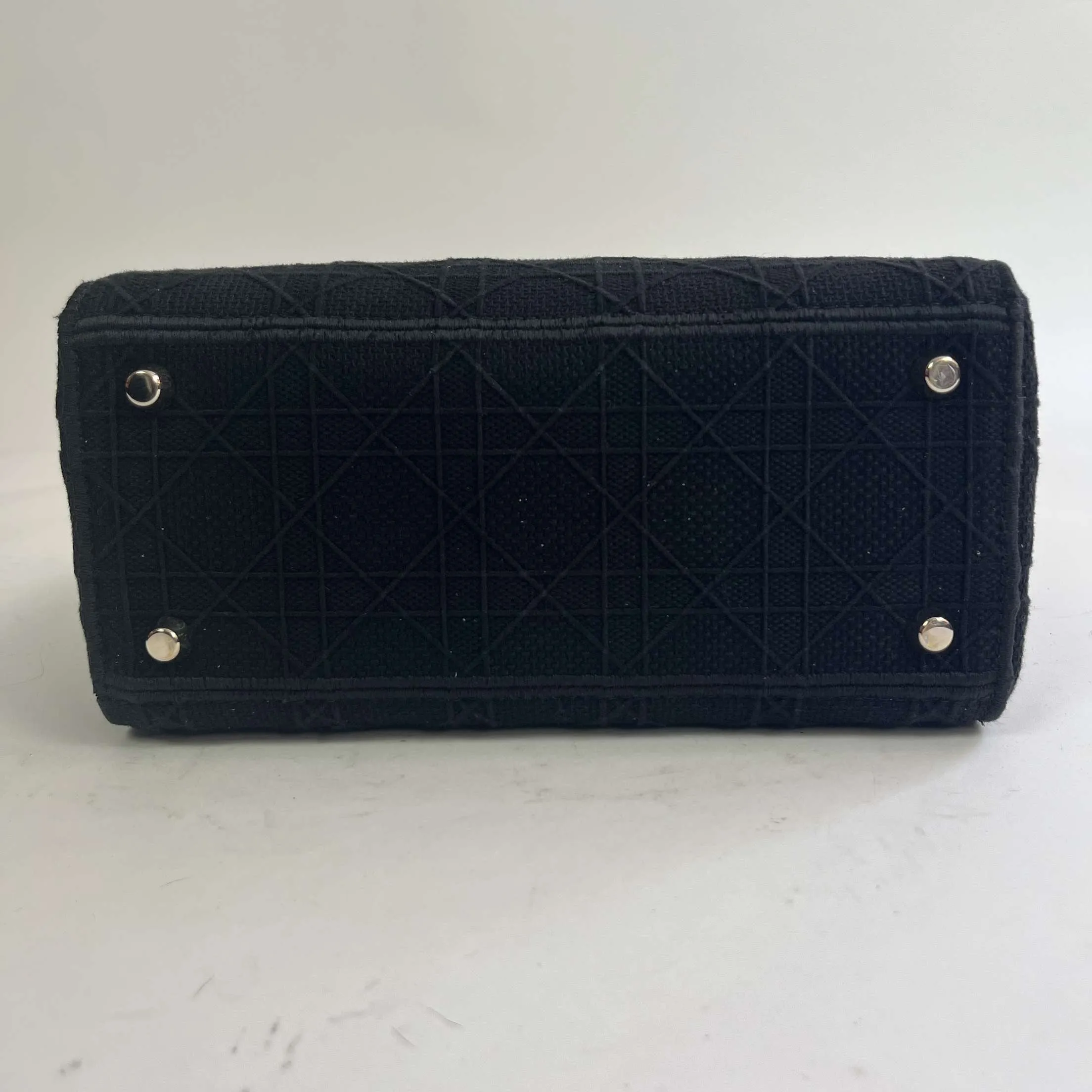 Dior £4200 Black Canvas Lady D-Lite Medium Bag & Two Straps