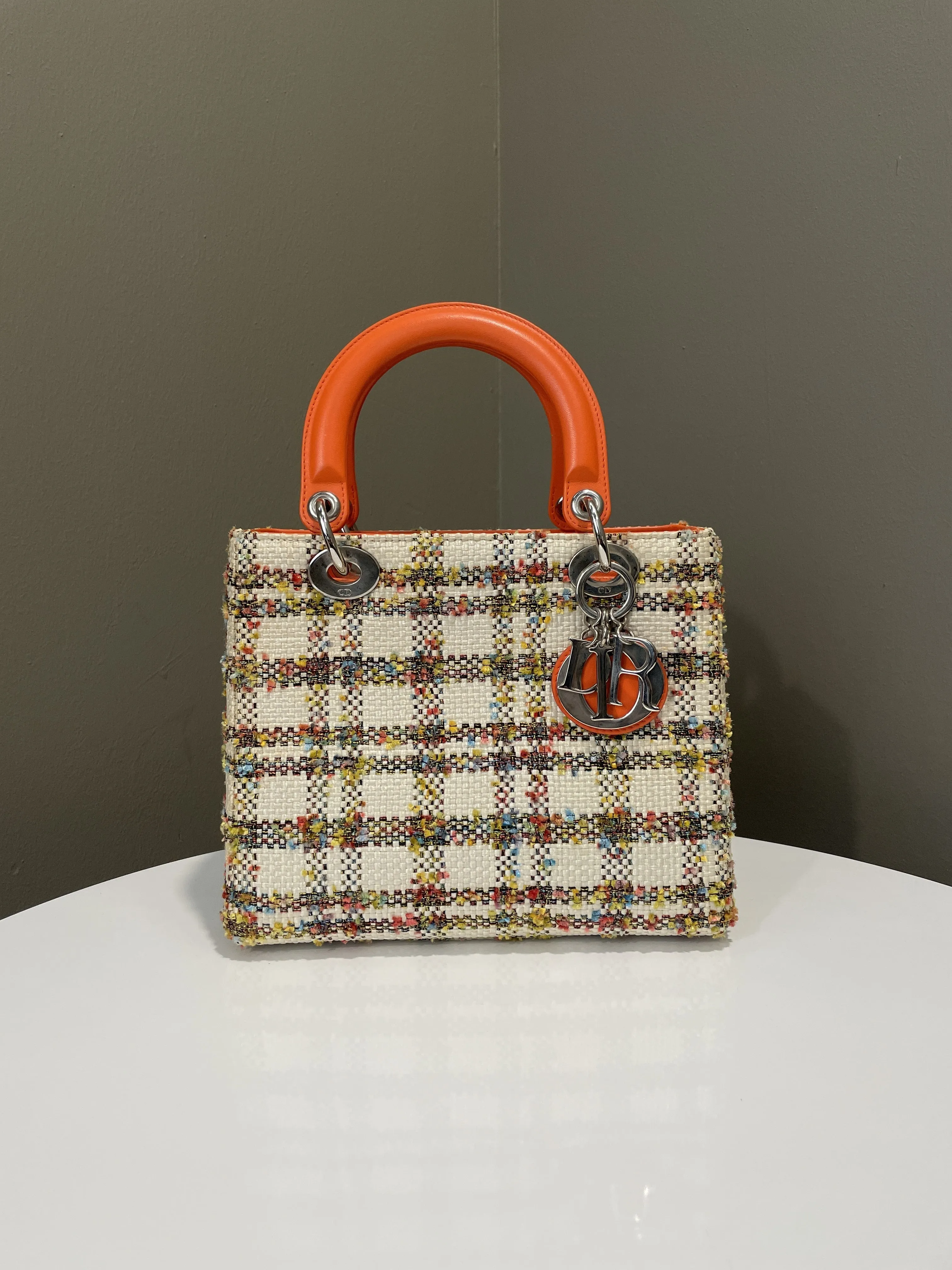 Dior Classic Lady Dior Orange / Cream Tweed