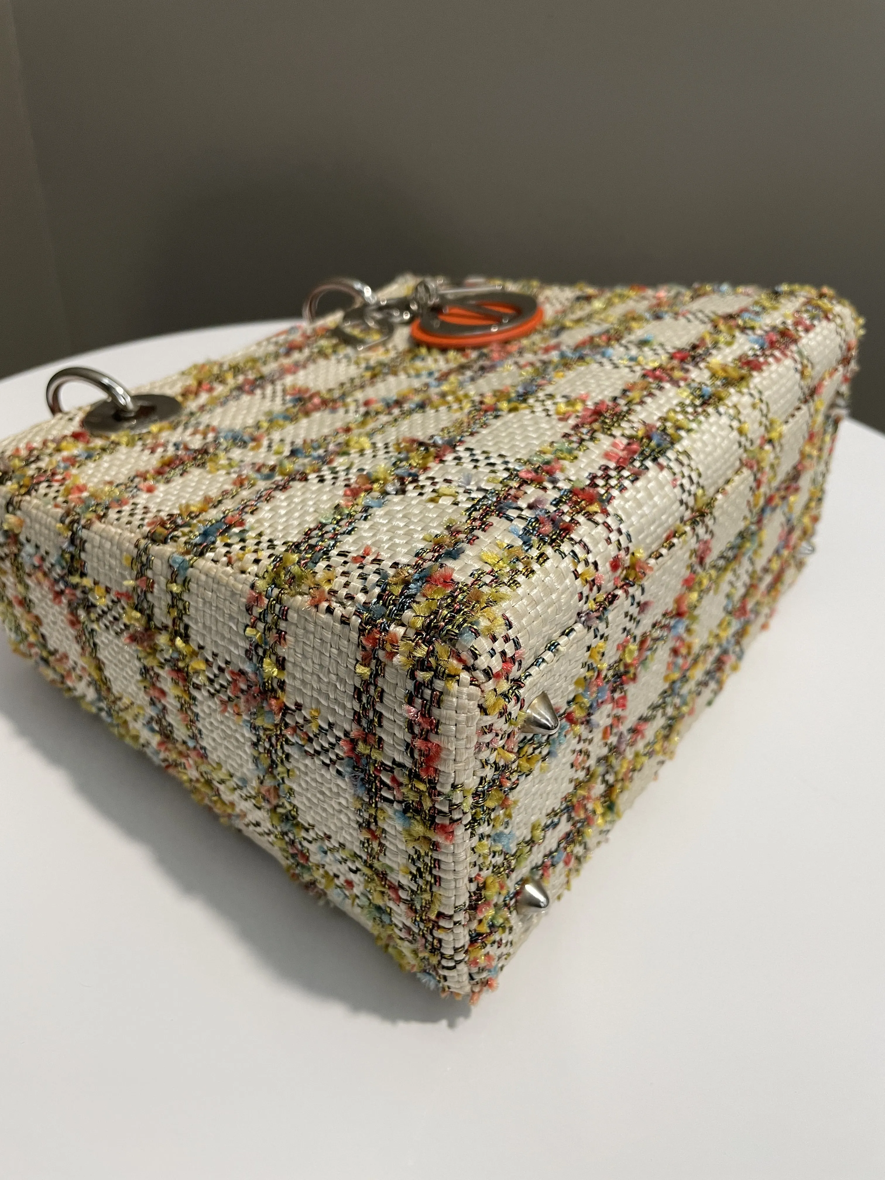 Dior Classic Lady Dior Orange / Cream Tweed