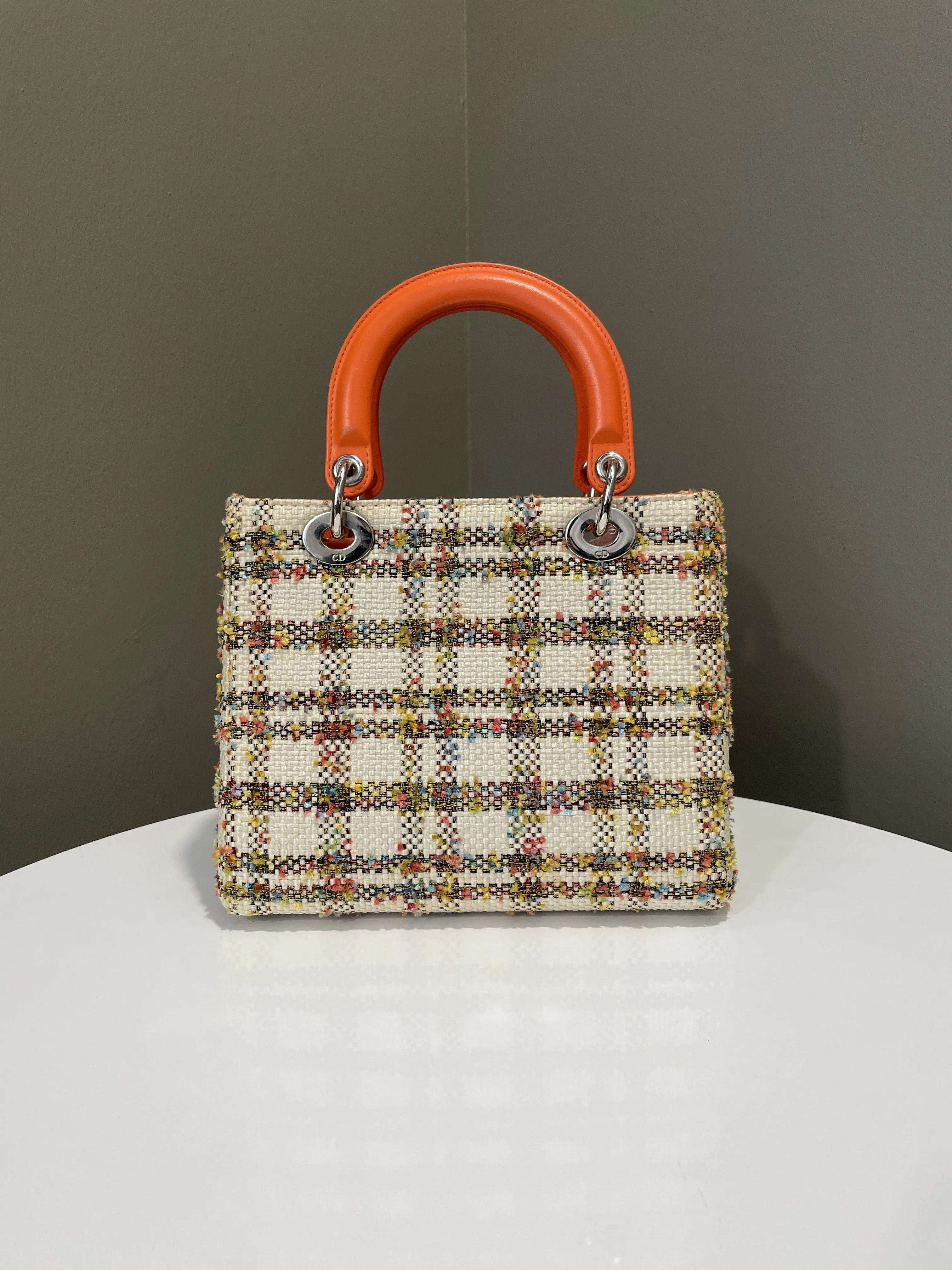 Dior Classic Lady Dior Orange / Cream Tweed