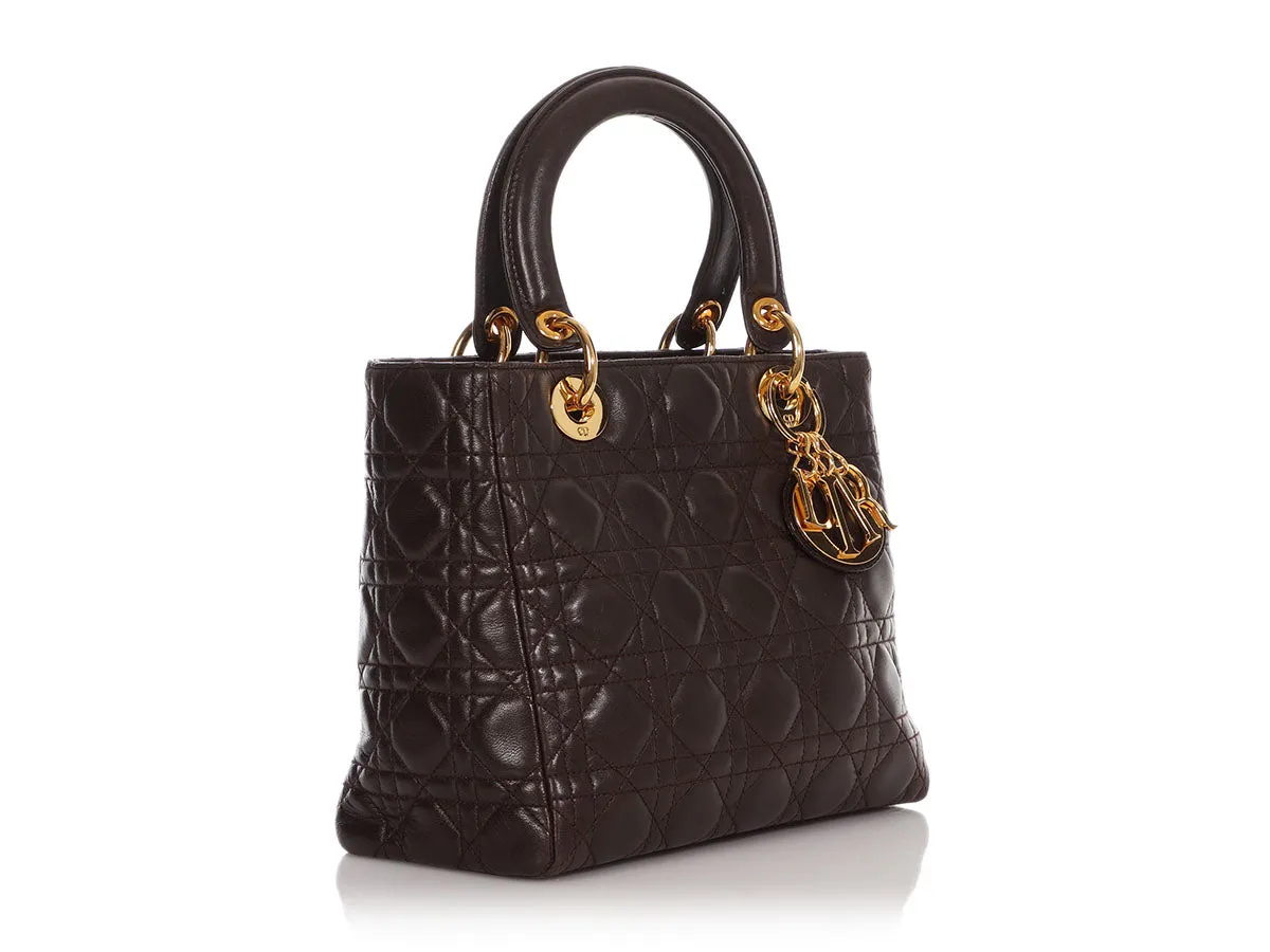 Dior Medium Brown Lambskin Lady Dior