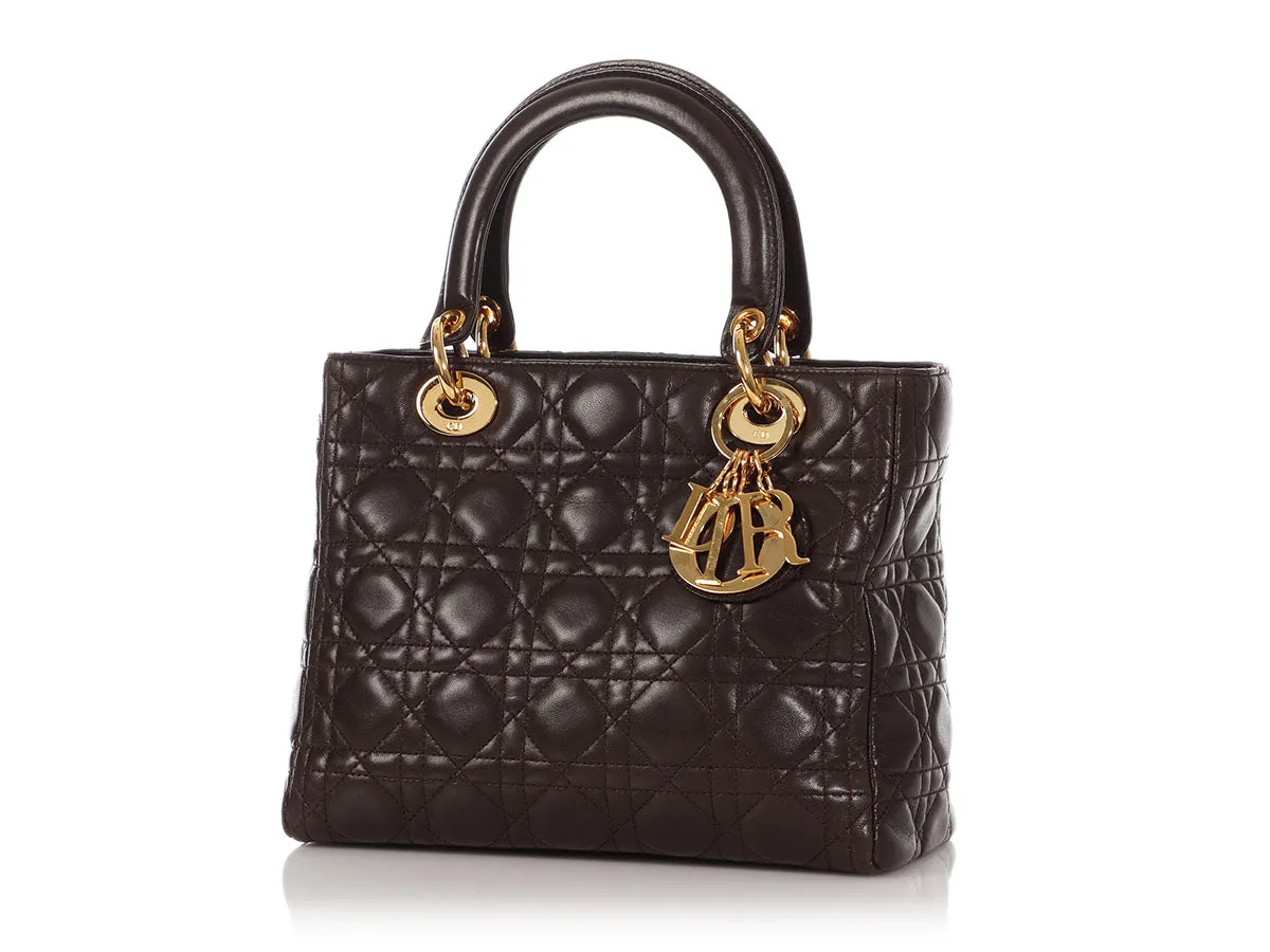 Dior Medium Brown Lambskin Lady Dior