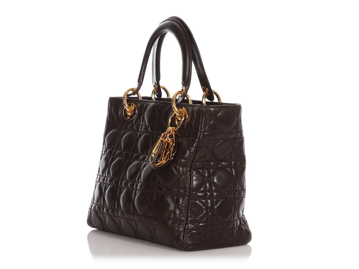 Dior Medium Brown Lambskin Lady Dior