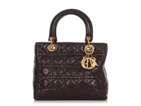 Dior Medium Brown Lambskin Lady Dior