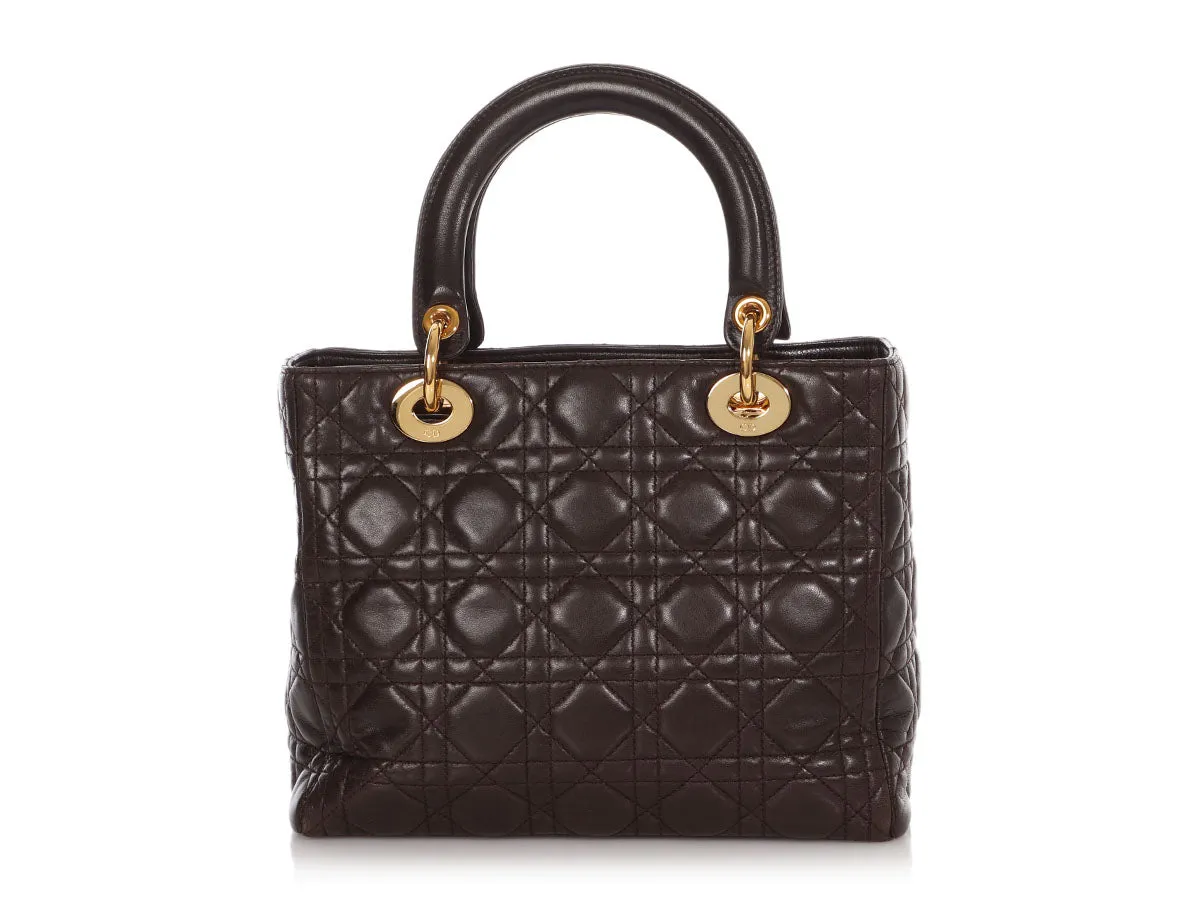 Dior Medium Brown Lambskin Lady Dior