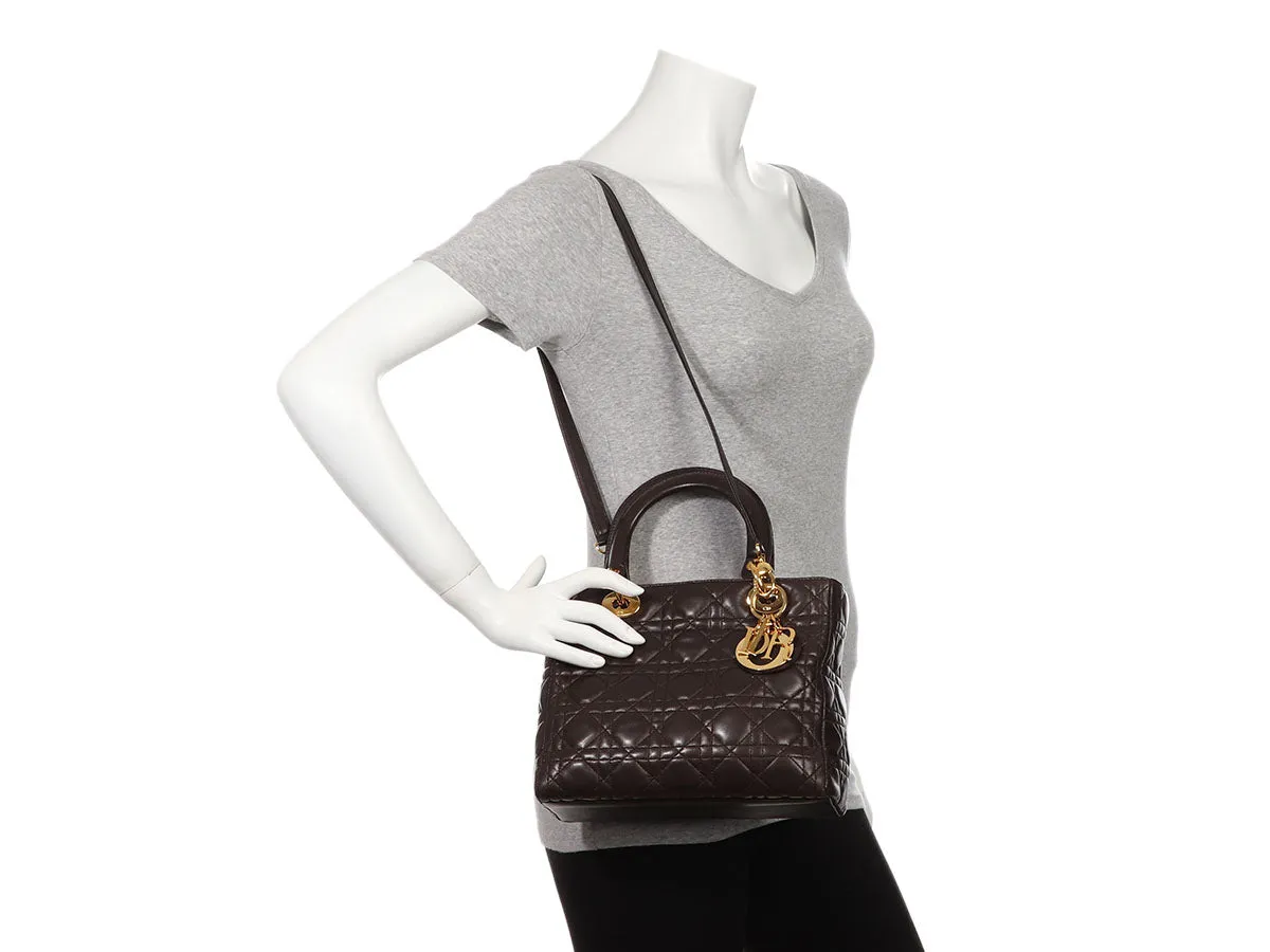 Dior Medium Brown Lambskin Lady Dior
