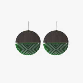 Earrings - Split Tāniko I - Green