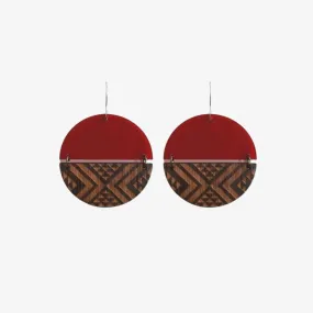 Earrings - Split Tāniko I - Red