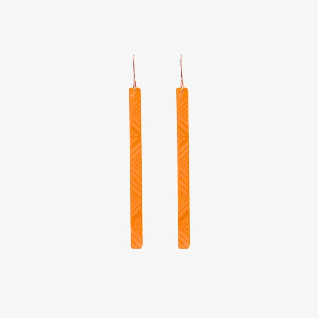 Earrings - Tāniko II - Orange Clear