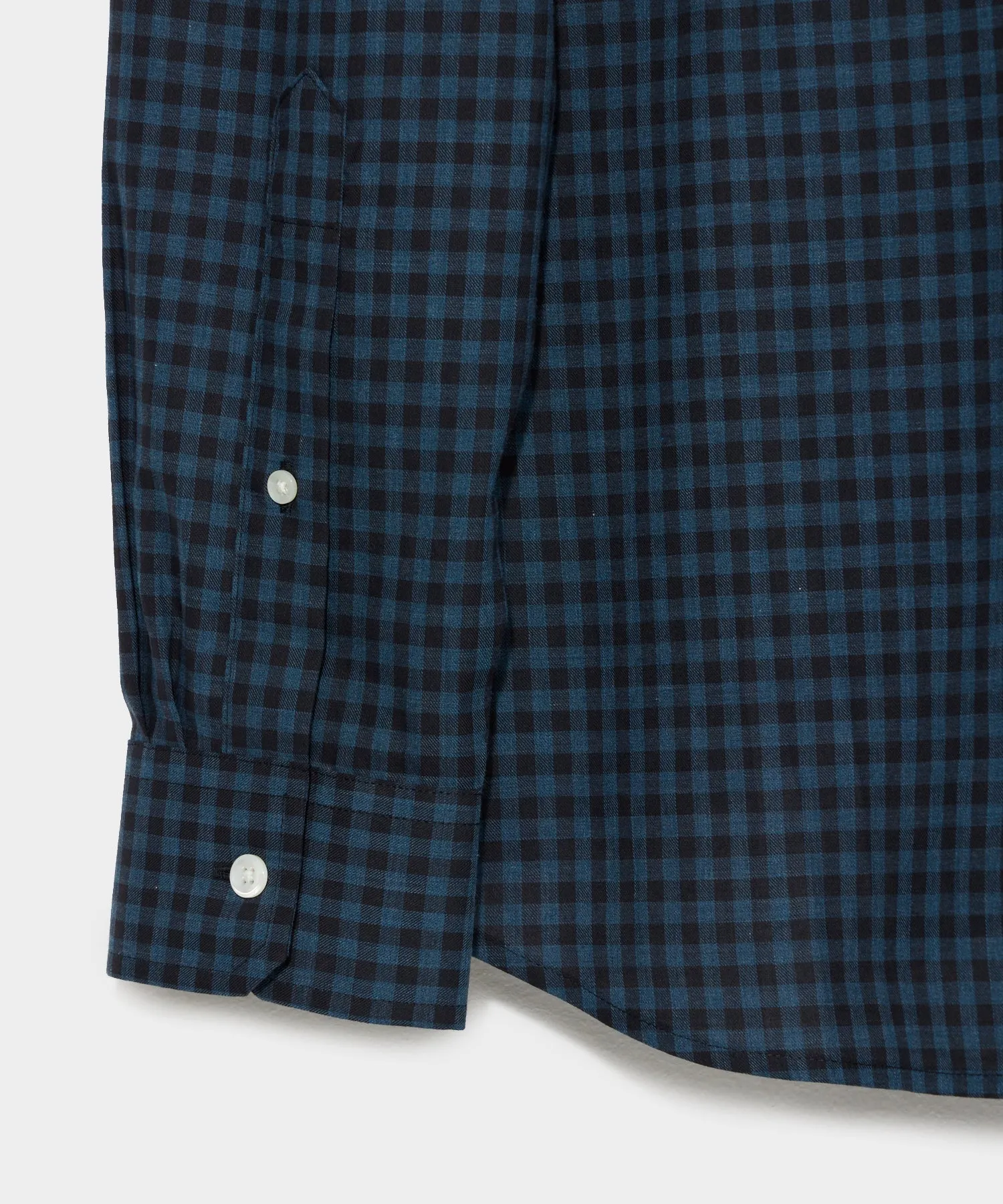 Flannel Spread Collar Dress Shirt in Navy Gingham