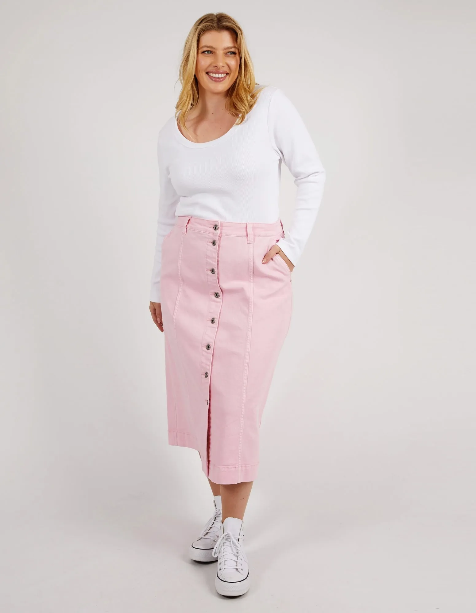 Florence Button Thru Skirt Splendid Pink