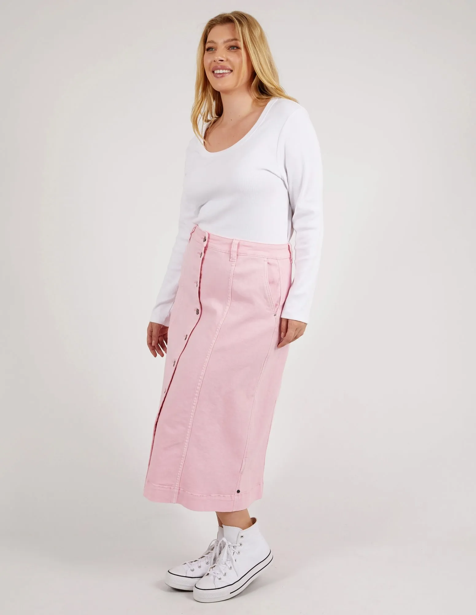 Florence Button Thru Skirt Splendid Pink