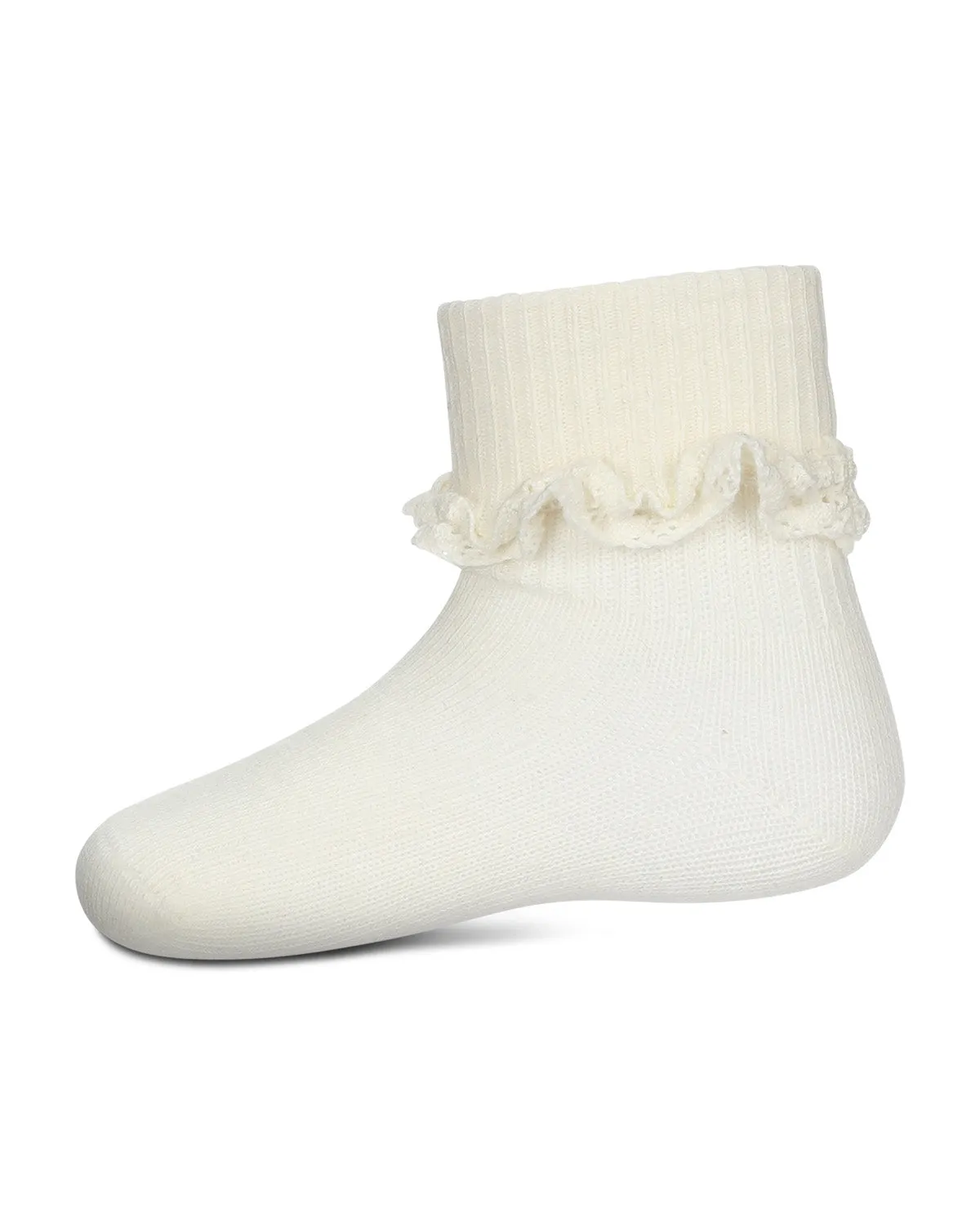Girls' Ruffle Eyelet Cotton Blend Anklet Socks