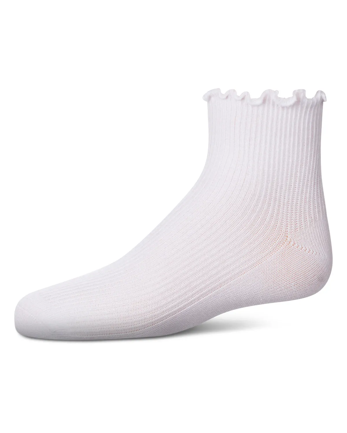 Girls' Ruffled Top Thin Ribbed Anklet Socks