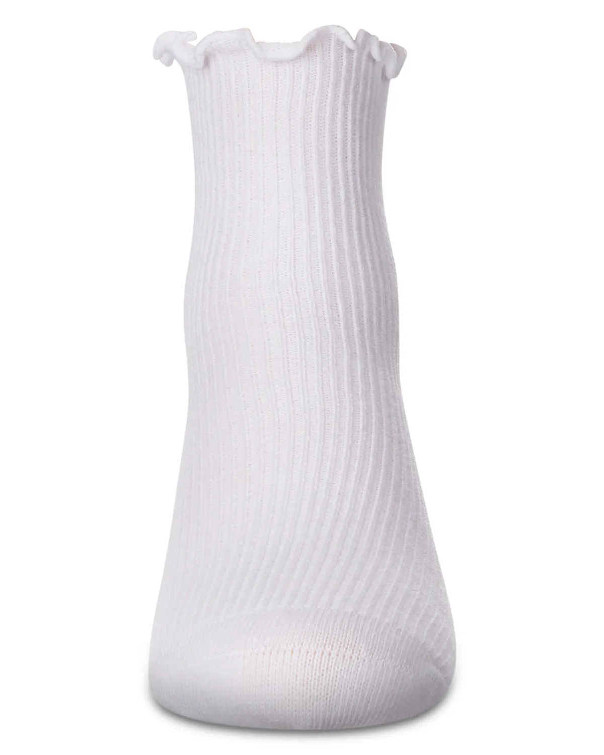 Girls' Ruffled Top Thin Ribbed Anklet Socks
