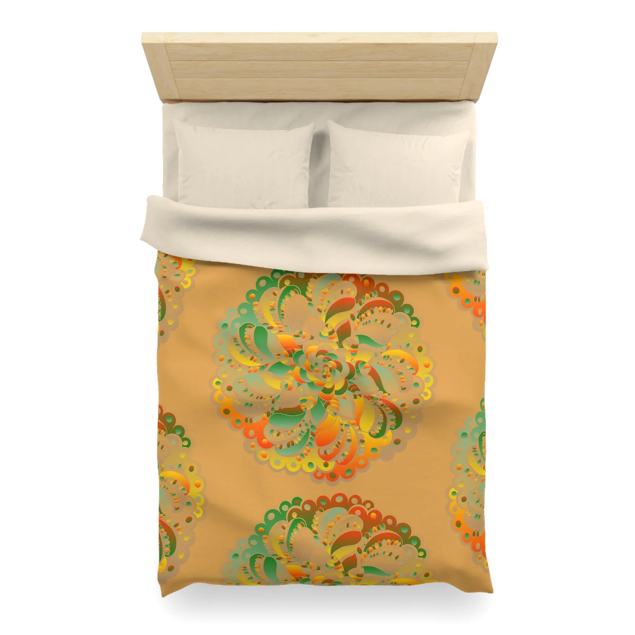 Handmade Mandala Art Microfiber Duvet Cover - Dune Background