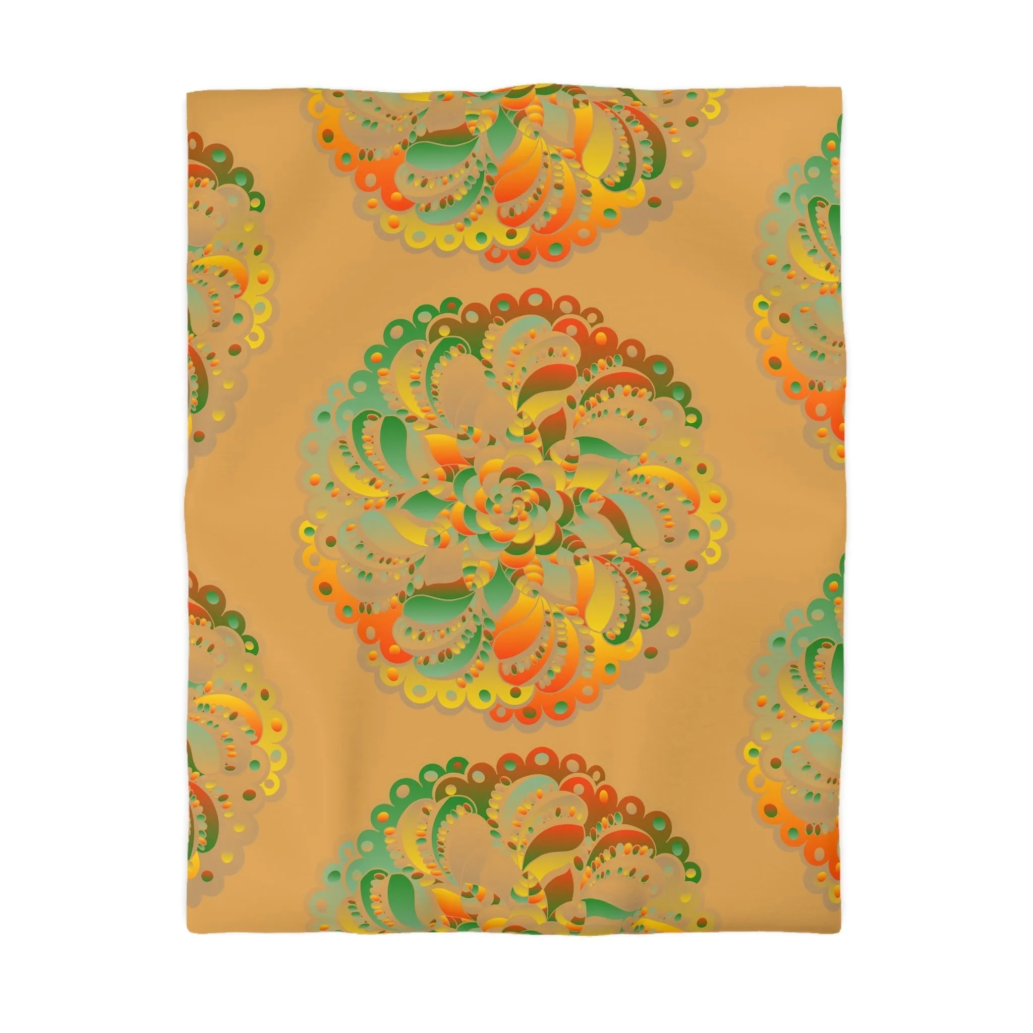 Handmade Mandala Art Microfiber Duvet Cover - Dune Background