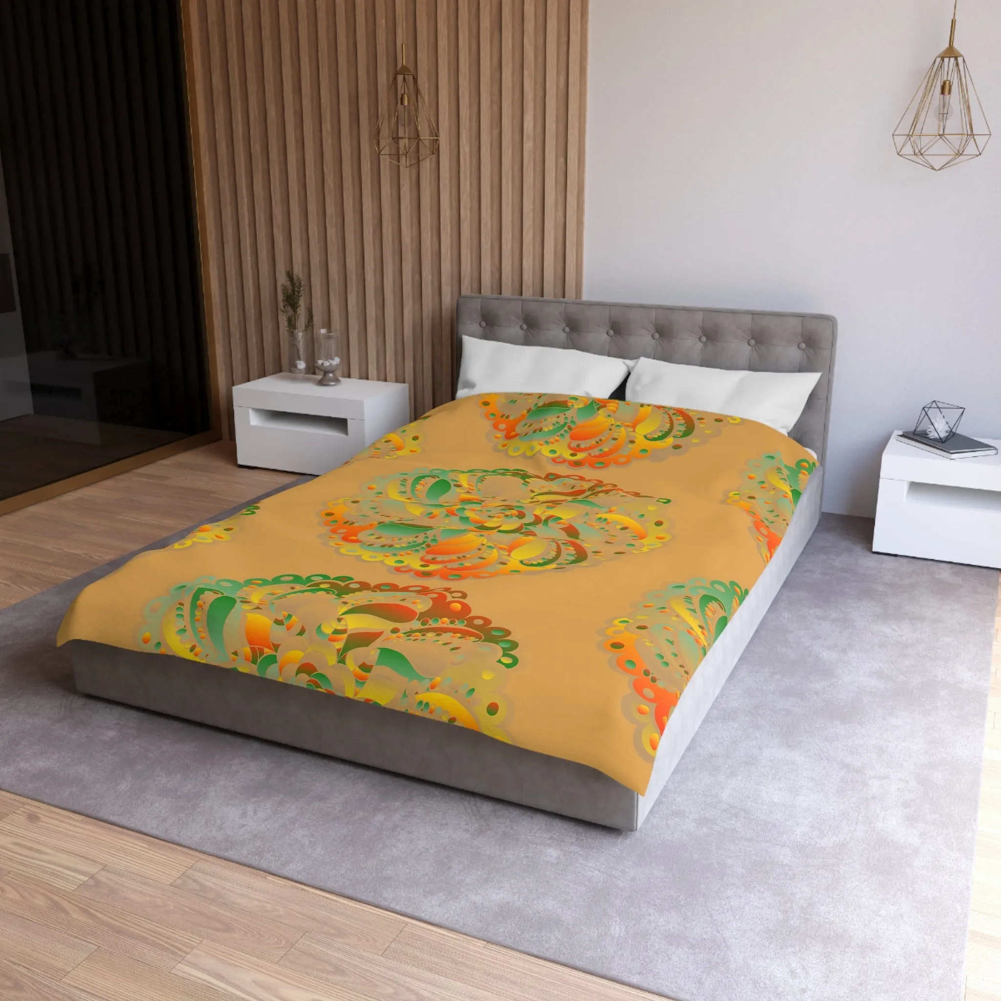 Handmade Mandala Art Microfiber Duvet Cover - Dune Background